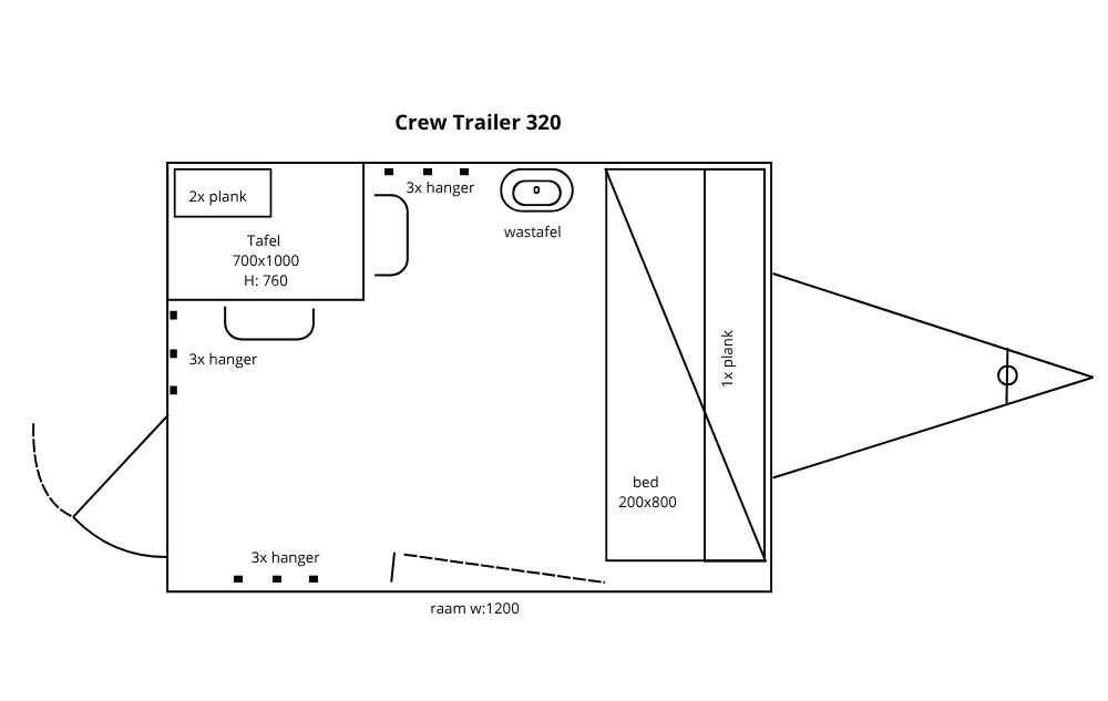 Plattegrond Crew trailer 320