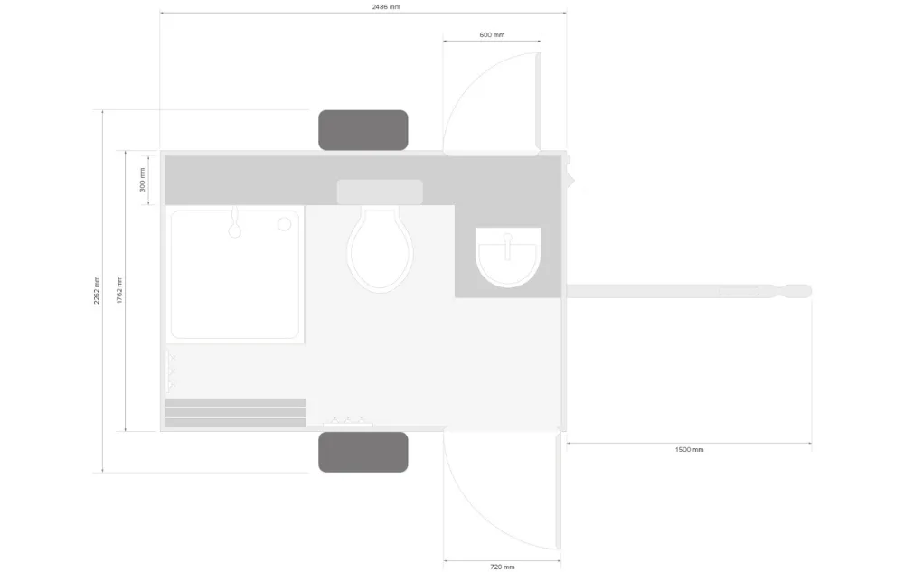 Plattegrond GL2400 Mobiele Badkamer