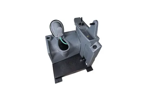 GLOBAL Fresh Flush Grijze sanitaire unit met open toilet en slang boven de pot
