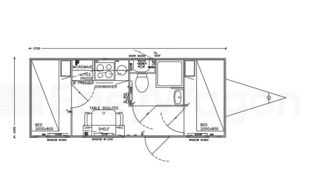 Plattegrond Mobiele woonunit 570 2A
