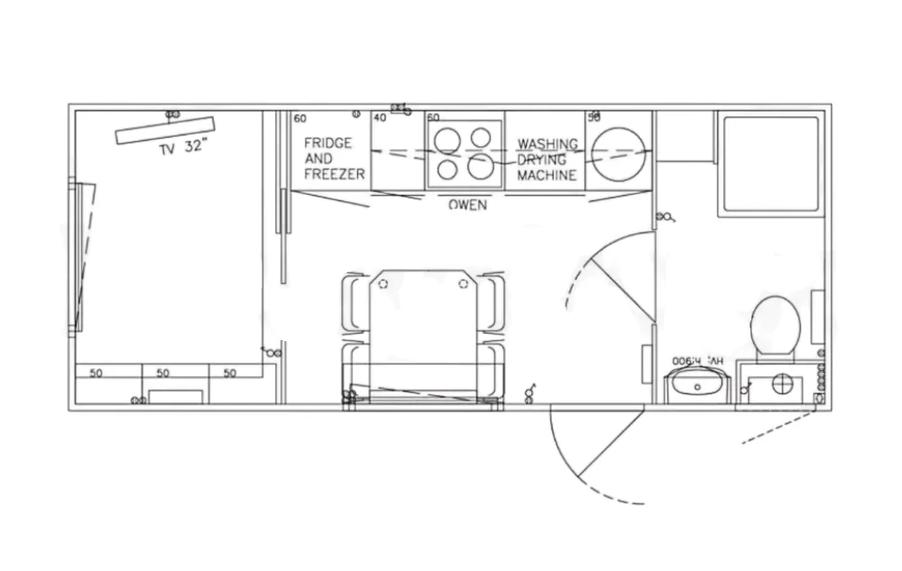 Plattegrond Mobiele woonunit 570 Comfort