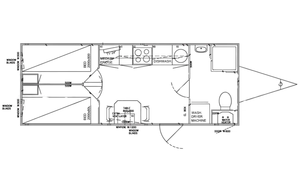 Plattegrond Mobiele woonunit 660 2A