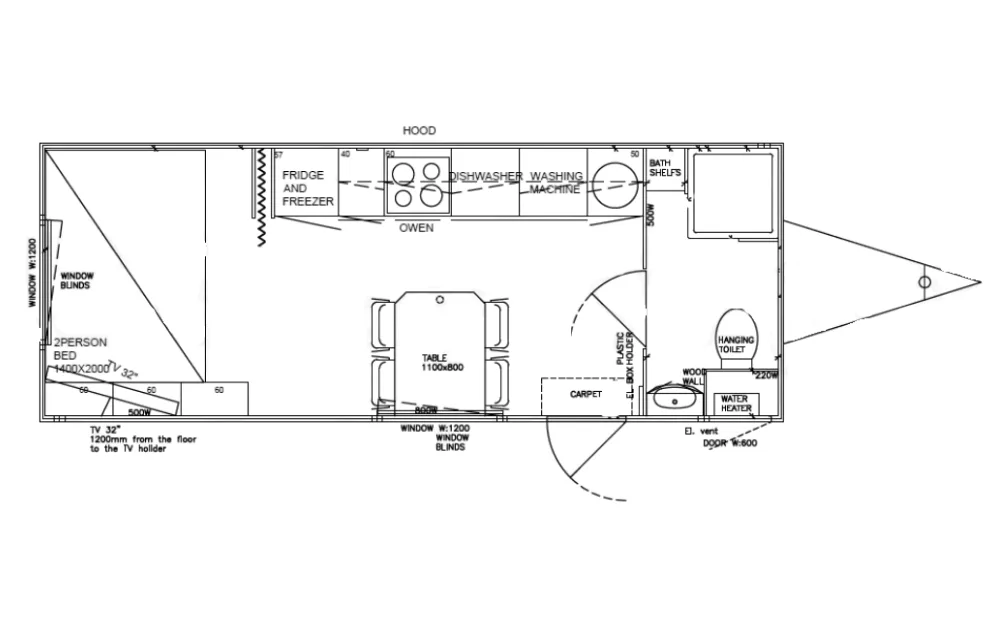 Plattegrond Mobiele woonunit 660
