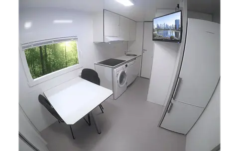 Mobiele Woonuit A voor verkoop Europe Wagon woonkamer keuken met tv