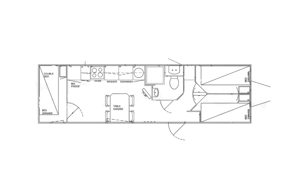 Plattegrond Mobiele woonunit 900 3A
