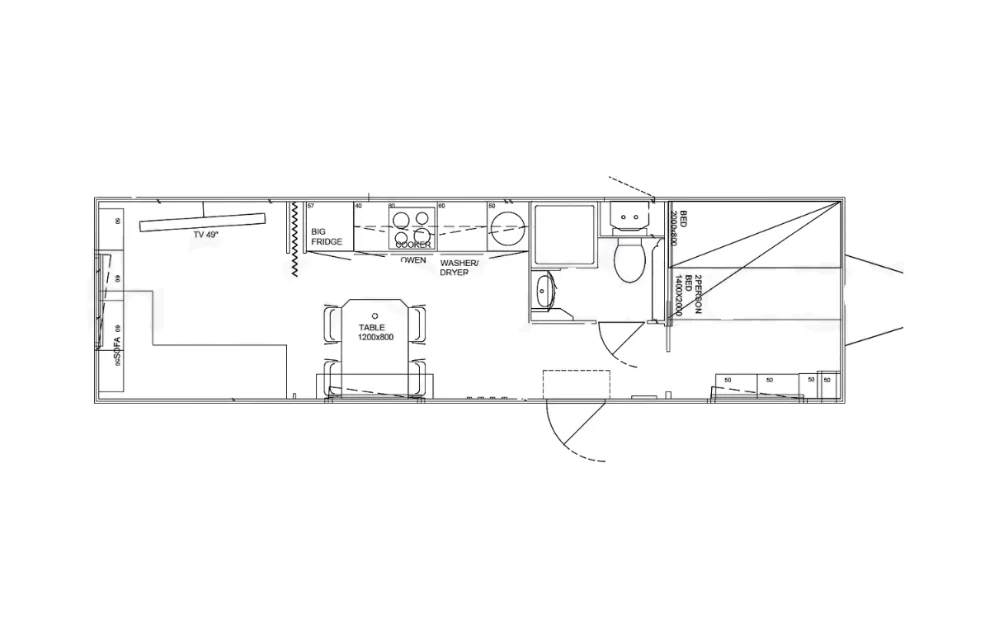 Plattegrond Mobiele woonunit 900 Flex