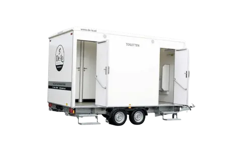 Vacuum Toiletwagen DL van De Lo ruime toiletwagen zonder afvoer geschikt voor evenementen en bouwplaatsen Toiletwagen huren voor flexibele en hygienische sanitaire voorzieningen transparant