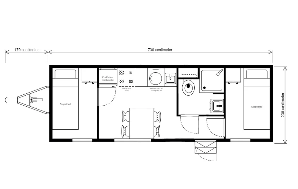Plattegrond Woonunit DL 730